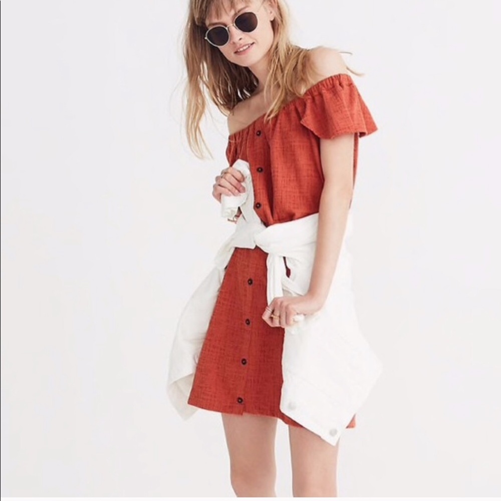 Madewell rust colored button up dress
